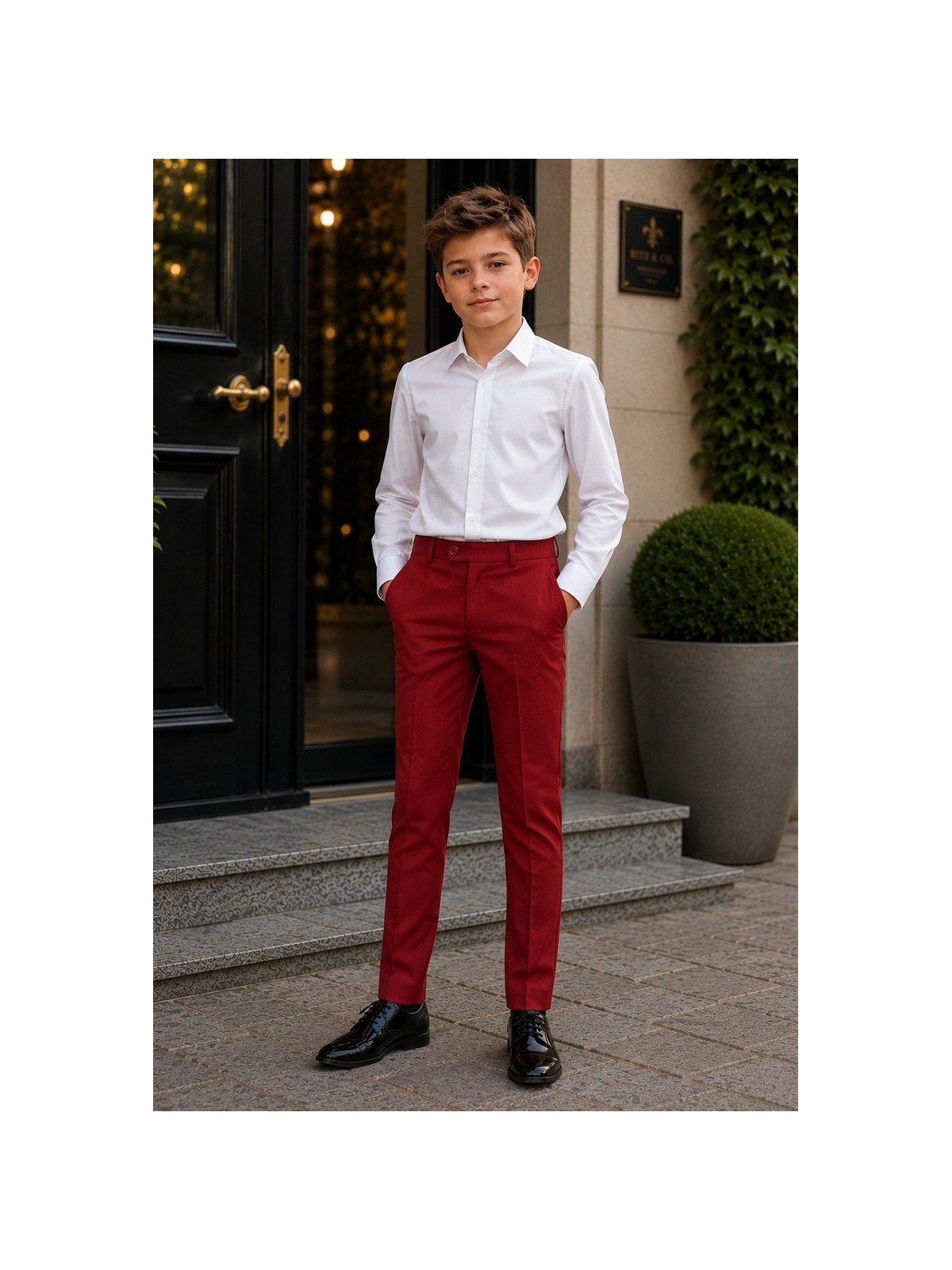 OPPOSUITS DAILY BRIGHT BURGUNDY GARNITUR CHŁOPIĘCY BORDOWY - MARYNARKA I SPODNIE DATS-1005