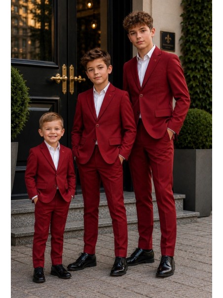 OPPOSUITS DAILY BRIGHT BURGUNDY GARNITUR CHŁOPIĘCY BORDOWY - MARYNARKA I SPODNIE DATS-1005