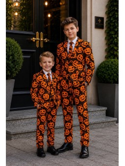 OPPOSUITS SUITMEISTER KOLOROWY GARNITUR DLA CHŁOPCA WE WZÓR HALLOWEEN  MARYNARKA , SPODNIE PLUS KRAWAT OBBO-10011
