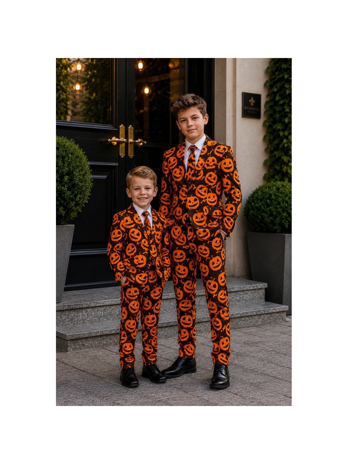 OPPOSUITS SUITMEISTER KOLOROWY GARNITUR DLA CHŁOPCA WE WZÓR HALLOWEEN  MARYNARKA , SPODNIE PLUS KRAWAT OBBO-10011
