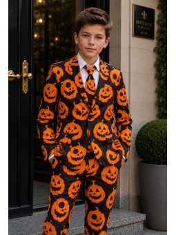 OPPOSUITS SUITMEISTER KOLOROWY GARNITUR DLA CHŁOPCA WE WZÓR HALLOWEEN  MARYNARKA , SPODNIE PLUS KRAWAT OBBO-10011