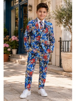 OPPOSUITS SONIC THE HEDGEHOG KOLOROWY GARNITUR CHŁOPIĘCY SUPER SONIC 3-CZĘŚCIOWY MARYNARKA , SPODNIE I KRAWAT OSBO-1022