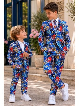 OPPOSUITS SONIC THE HEDGEHOG KOLOROWY GARNITUR CHŁOPIĘCY SUPER SONIC 3-CZĘŚCIOWY MARYNARKA , SPODNIE I KRAWAT OSBO-1022