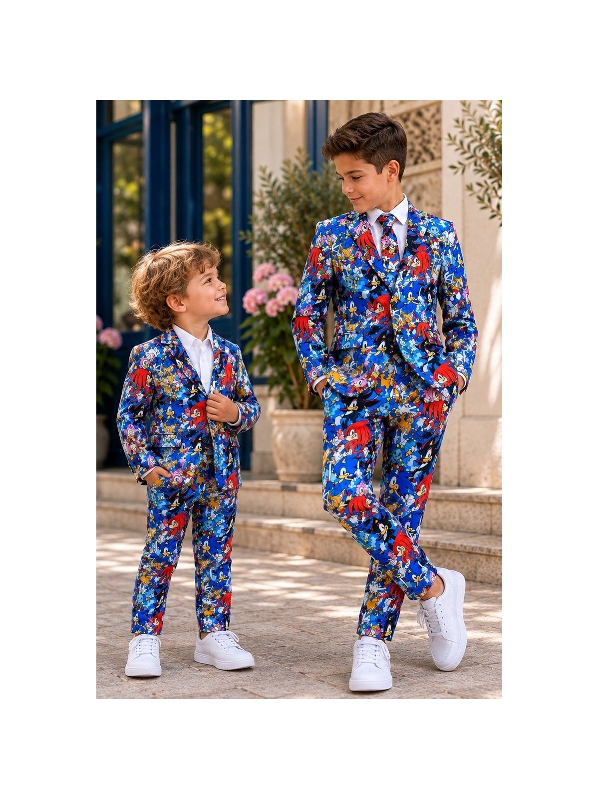 OPPOSUITS SONIC THE HEDGEHOG KOLOROWY GARNITUR CHŁOPIĘCY SUPER SONIC 3-CZĘŚCIOWY MARYNARKA , SPODNIE I KRAWAT OSBO-1022