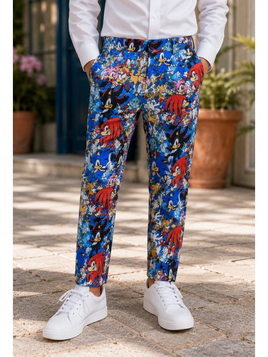 OPPOSUITS SONIC THE HEDGEHOG KOLOROWY GARNITUR CHŁOPIĘCY SUPER SONIC 3-CZĘŚCIOWY MARYNARKA , SPODNIE I KRAWAT OSBO-1022