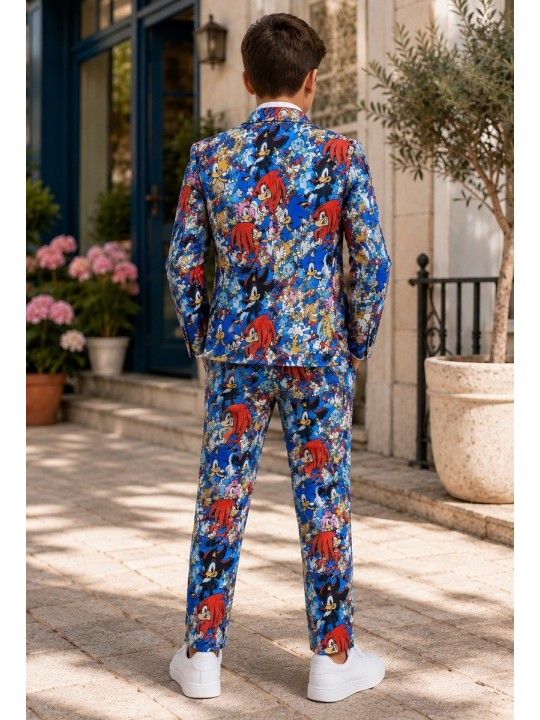OPPOSUITS SONIC THE HEDGEHOG KOLOROWY GARNITUR CHŁOPIĘCY SUPER SONIC 3-CZĘŚCIOWY MARYNARKA , SPODNIE I KRAWAT OSBO-1022