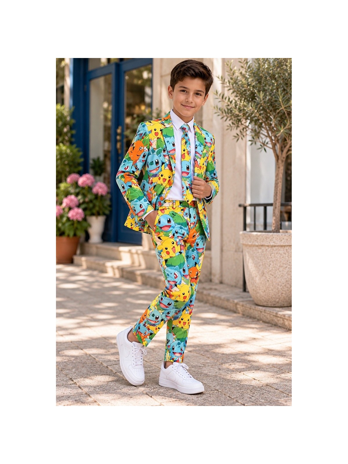 OPPOSUITS POKEMON GARNITUR CHŁOPIĘCY KOLOROWY 3-CZĘŚCIOWY MARYNARKA, SPODNIE I KRAWAT OSTB-1006