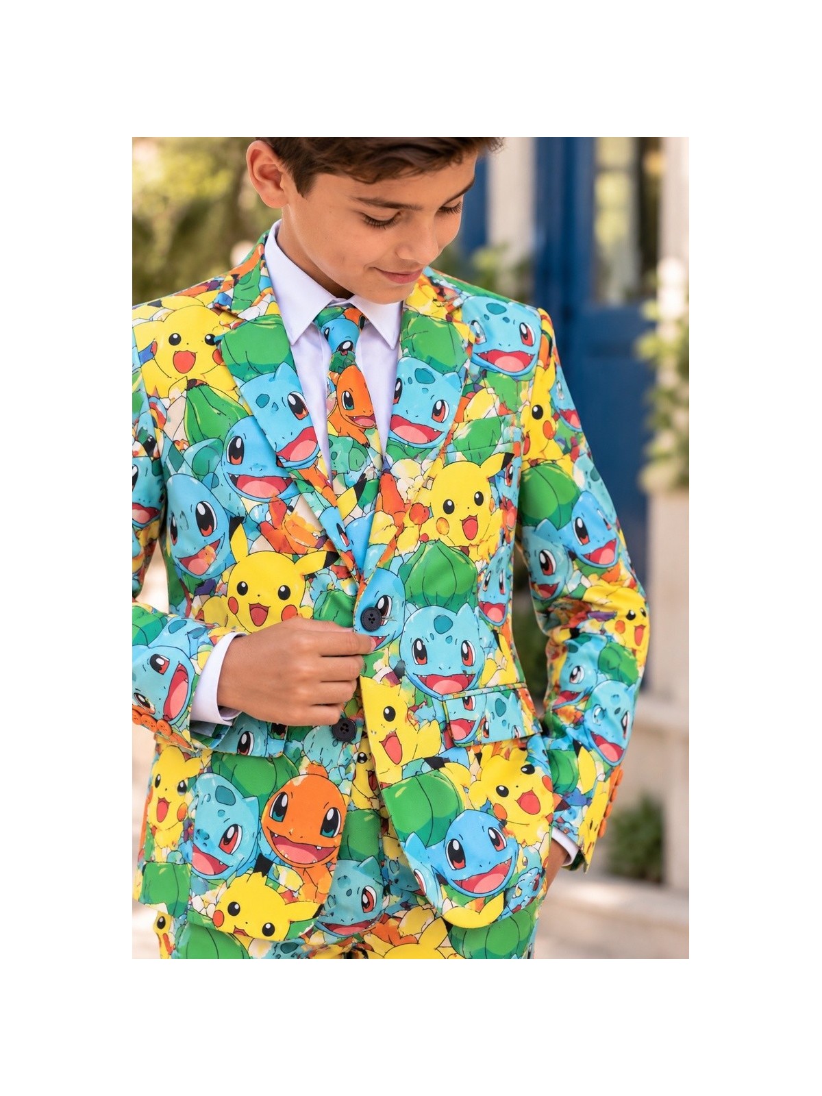 OPPOSUITS POKEMON GARNITUR CHŁOPIĘCY KOLOROWY 3-CZĘŚCIOWY MARYNARKA, SPODNIE I KRAWAT OSTB-1006