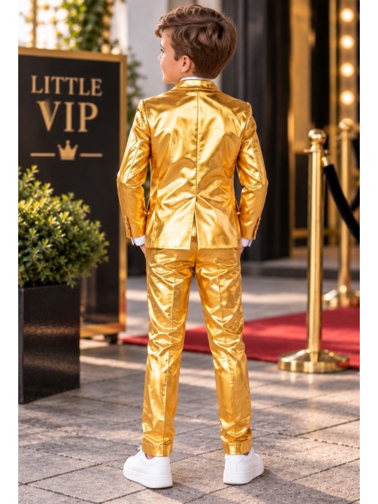 OPPOSUITS ZŁOTY GARNITUR CHŁOPIĘCY 3-CZĘŚCIOWY MARYNARKA , SPODNIE I KRAWAT GROOVY GOLD  OSBO-1009