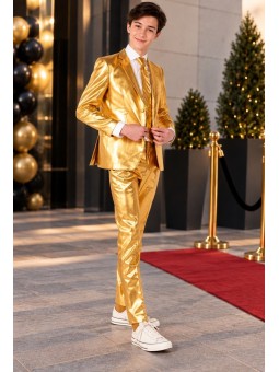 OPPOSUITS ZŁOTY GARNITUR DLA CHŁOPCA 3- CZĘŚCIOWY MARYNARKA , SPODNIE I KRAWAT  GROOVY GOLD OSTB-1009
