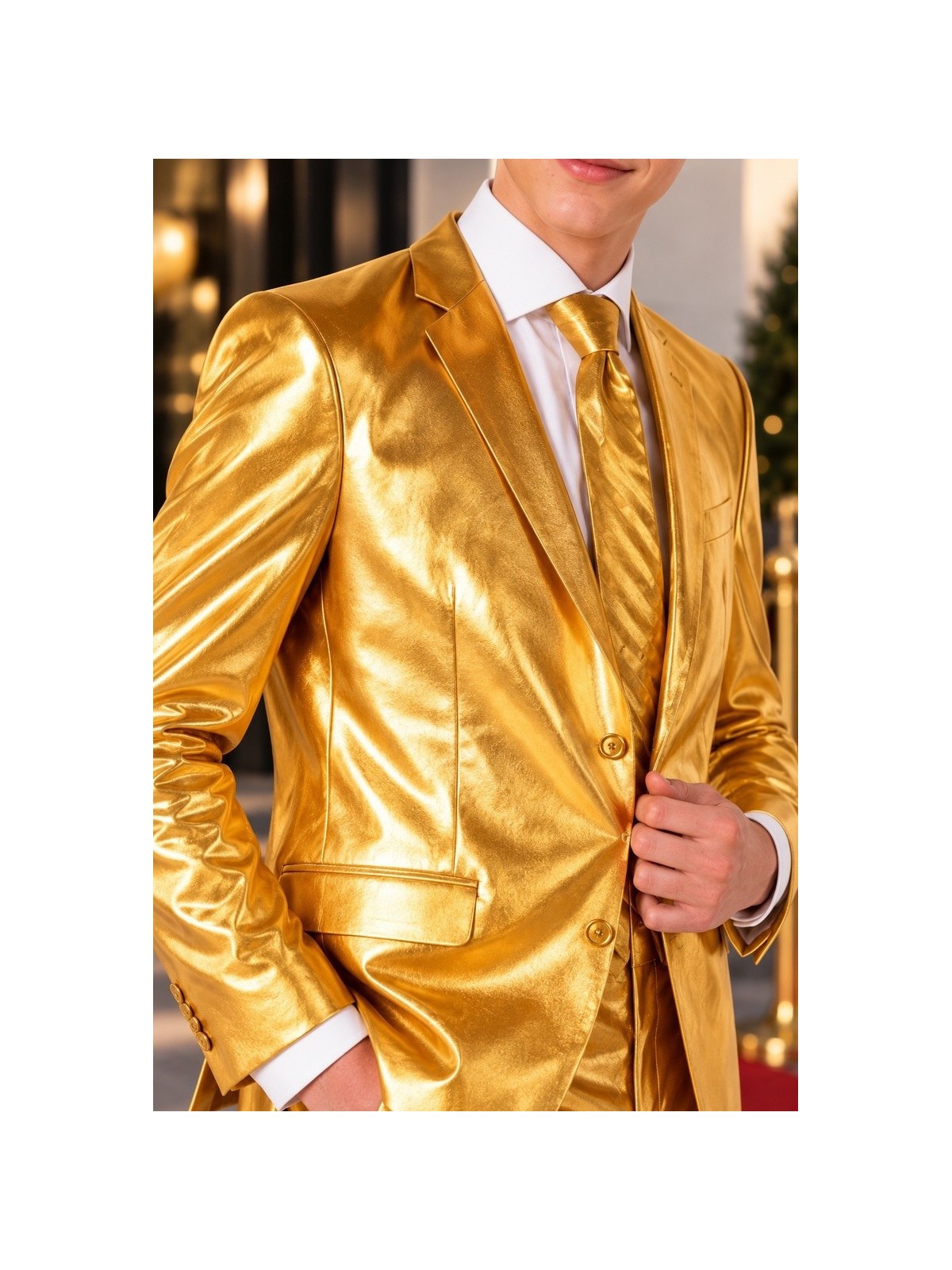 OPPOSUITS ZŁOTY GARNITUR DLA CHŁOPCA 3- CZĘŚCIOWY MARYNARKA , SPODNIE I KRAWAT  GROOVY GOLD OSTB-1009