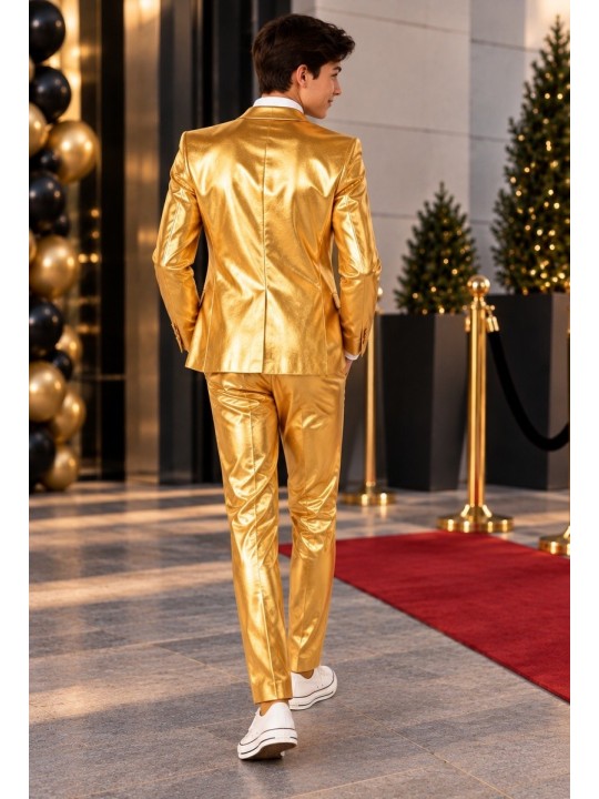 OPPOSUITS ZŁOTY GARNITUR DLA CHŁOPCA 3- CZĘŚCIOWY MARYNARKA , SPODNIE I KRAWAT  GROOVY GOLD OSTB-1009