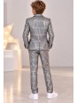 OPPOSUITS GARNITUR DLA CHŁOPCA HOLOGRAFICZNY SREBRNY DISCOBALLER 3-CZĘŚCIOWY MARYNARKA , SPODNIE I KRAWAT OSTB-1008-US