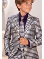 OPPOSUITS GARNITUR DLA CHŁOPCA HOLOGRAFICZNY SREBRNY DISCOBALLER 3-CZĘŚCIOWY MARYNARKA , SPODNIE I KRAWAT OSTB-1008-US