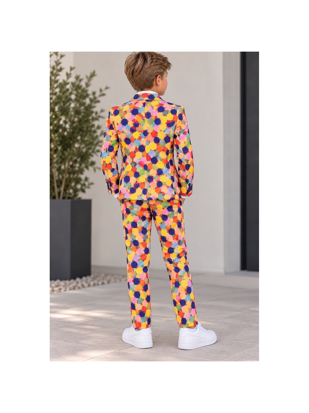 OPPOSUITS KOLOROWY  GARNITUR CHŁOPIĘCY CONFETTERONI 3-CZĘŚCIOWY MARYNARKA , SPODNIE I KRAWAT OSBO-1003