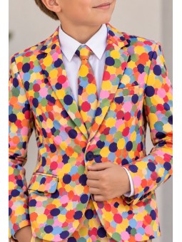 OPPOSUITS KOLOROWY  GARNITUR CHŁOPIĘCY CONFETTERONI 3-CZĘŚCIOWY MARYNARKA , SPODNIE I KRAWAT OSBO-1003