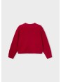 CZERWONY SWETER ROZPINANY DLA DZIEWCZYNKI Z KOKARDKAMI MAYORAL 4325/98