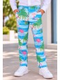 OPPOSUITS KOLOROWT CHŁOPIĘCY FLAMINGI I PALMY 3-CZĘŚCIOWY MARYNARKA , SPODNIE I KRAWAT OSBO-0013