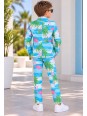 OPPOSUITS KOLOROWT CHŁOPIĘCY FLAMINGI I PALMY 3-CZĘŚCIOWY MARYNARKA , SPODNIE I KRAWAT OSBO-0013