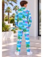 OPPOSUITS GARNITUR DLA CHŁOPCA W KOLOROWE WZORY FLAMINGGI I PALMY 3-CZĘŚCIOWY MARYNARKA , SPODNIE I KRAWAT OSTB-0013