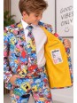OPPOSUITS KOLOROWY GARNITUR DLA CHŁOPCA SPONGEBOB FRENZY 3-CZĘŚCIOWY MARYNARKA , SPODNIE I KRAWAT OSBO-1015