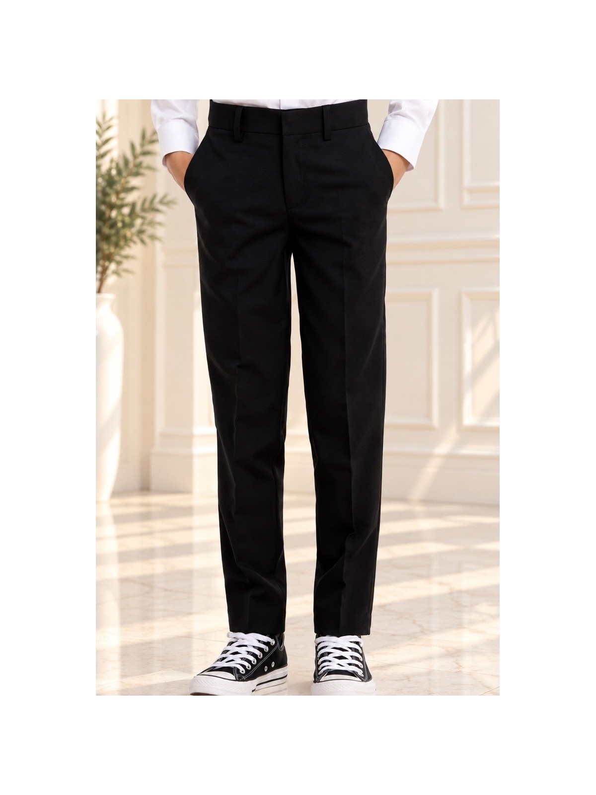 OPPOSUITS GARNITUR SMOKING GŁADKI CZARNY JES SET BLACK 3-CZĘŚCIOWY MARYNARKA , SPODNIE I MUCHAOTTB-1001
