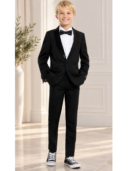 OPPOSUITS GARNITUR SMOKING GŁADKI CZARNY JES SET BLACK 3-CZĘŚCIOWY MARYNARKA , SPODNIE I MUCHAOTTB-1001
