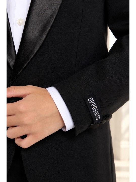 OPPOSUITS GARNITUR SMOKING GŁADKI CZARNY JES SET BLACK 3-CZĘŚCIOWY MARYNARKA , SPODNIE I MUCHAOTTB-1001