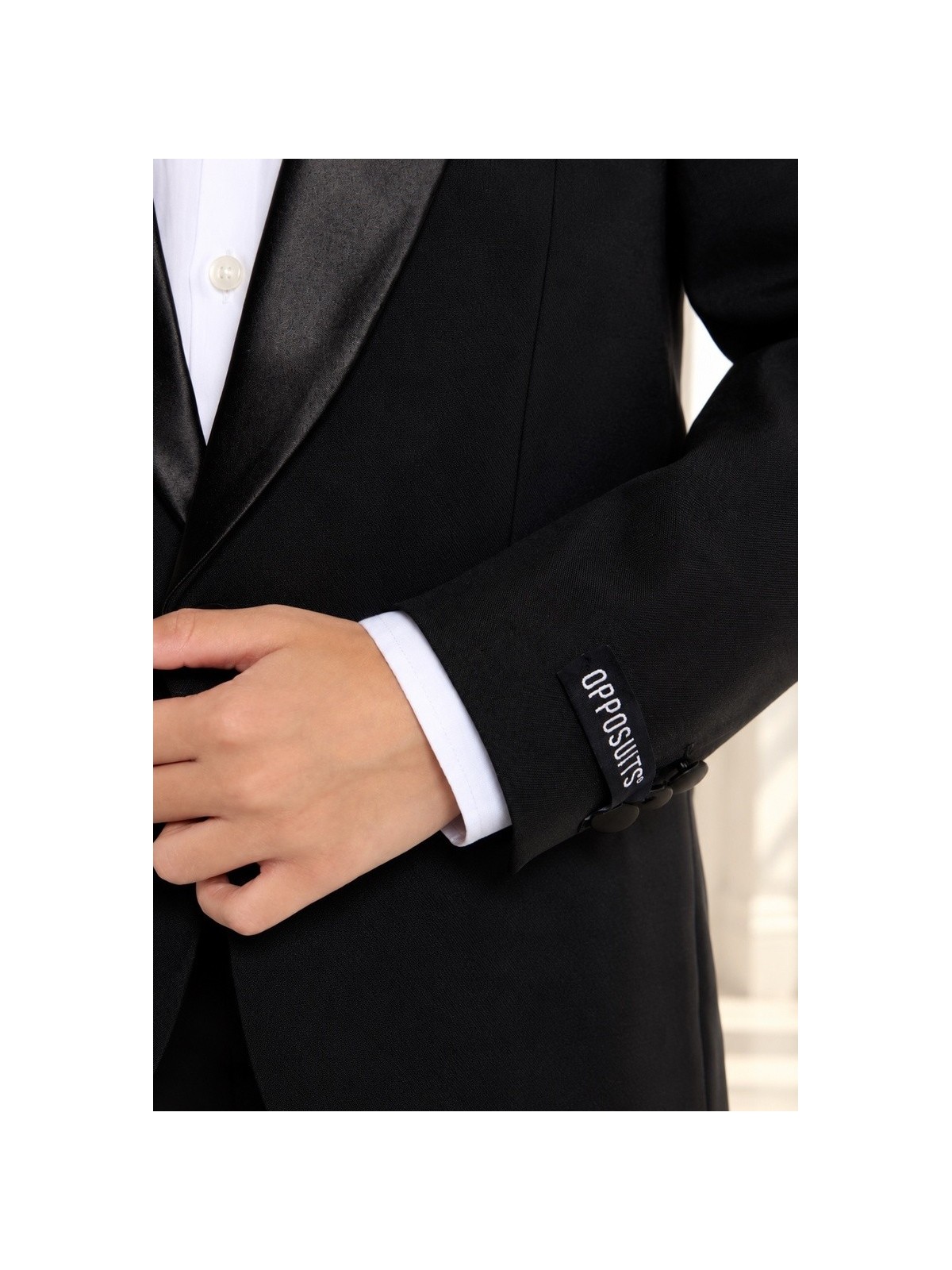 OPPOSUITS GARNITUR SMOKING GŁADKI CZARNY JES SET BLACK 3-CZĘŚCIOWY MARYNARKA , SPODNIE I MUCHAOTTB-1001