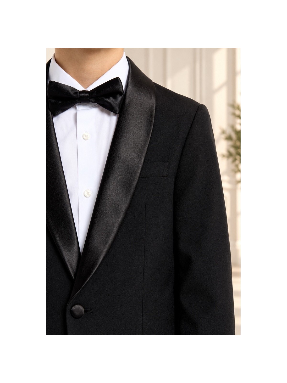 OPPOSUITS GARNITUR SMOKING GŁADKI CZARNY JES SET BLACK 3-CZĘŚCIOWY MARYNARKA , SPODNIE I MUCHAOTTB-1001