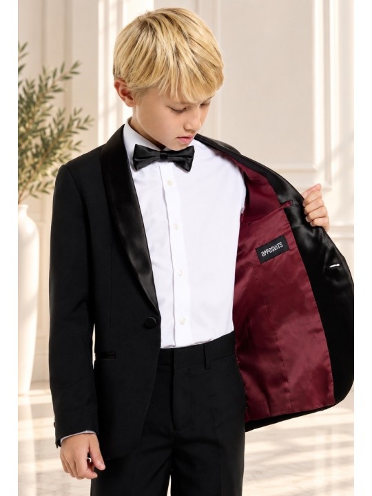 OPPOSUITS GARNITUR SMOKING GŁADKI CZARNY JES SET BLACK 3-CZĘŚCIOWY MARYNARKA , SPODNIE I MUCHAOTTB-1001