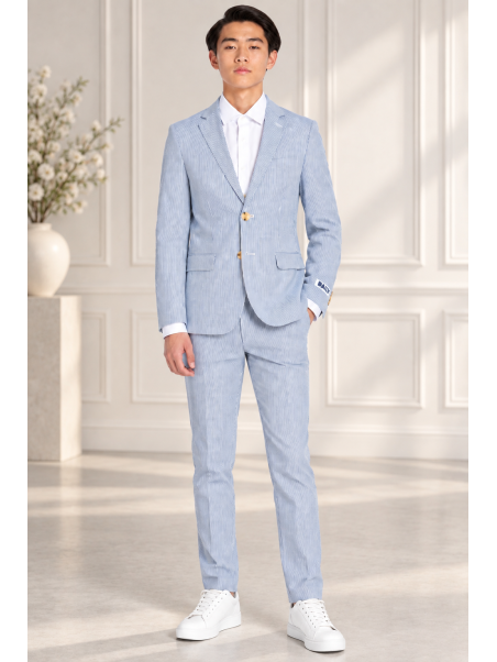 DAILY BY OPPOSUITS GARNITUR CHŁOPIĘCY W PASKI BIAŁE I NIEBIESKIE KOLEKCJA DAILY SERSUCKER DATS-1004