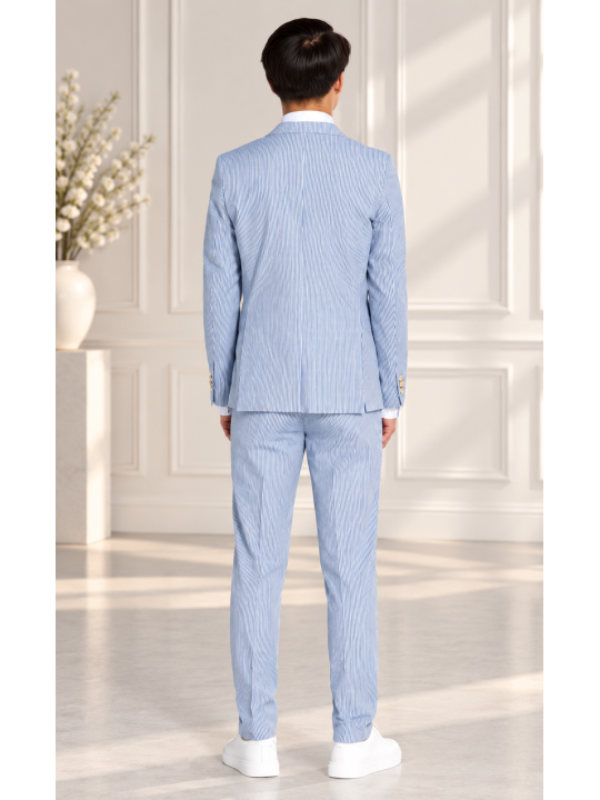 DAILY BY OPPOSUITS GARNITUR CHŁOPIĘCY W PASKI BIAŁE I NIEBIESKIE KOLEKCJA DAILY SERSUCKER DATS-1004