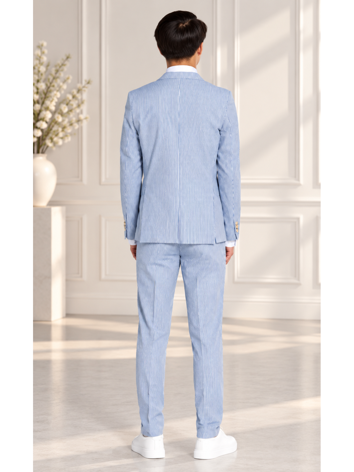 DAILY BY OPPOSUITS GARNITUR CHŁOPIĘCY W PASKI BIAŁE I NIEBIESKIE KOLEKCJA DAILY SERSUCKER DATS-1004
