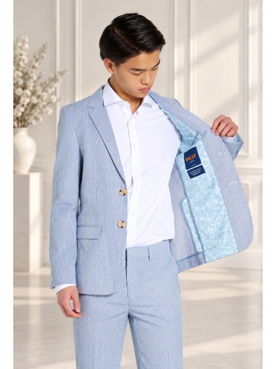 DAILY BY OPPOSUITS GARNITUR CHŁOPIĘCY W PASKI BIAŁE I NIEBIESKIE KOLEKCJA DAILY SERSUCKER DATS-1004