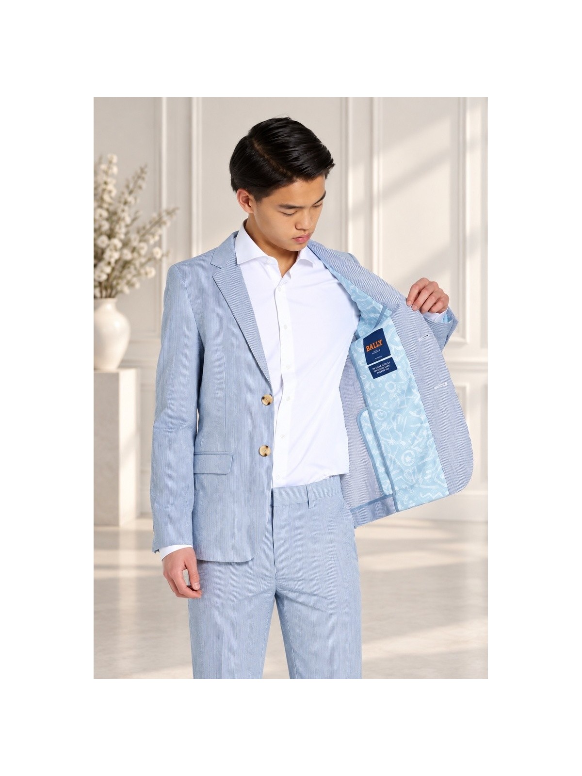 DAILY BY OPPOSUITS GARNITUR CHŁOPIĘCY W PASKI BIAŁE I NIEBIESKIE KOLEKCJA DAILY SERSUCKER DATS-1004