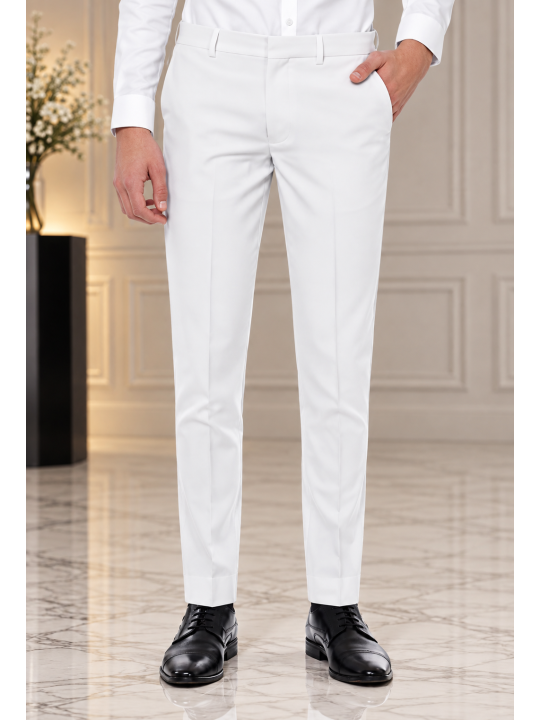 OPPOSUITS GARNITUR CHŁOPIĘCY BIAŁY GŁADKI WHITE KNIGHT 3-CZĘŚCIOWY MARYNARKA , SPODNIE I KRAWAT OSTB-0009