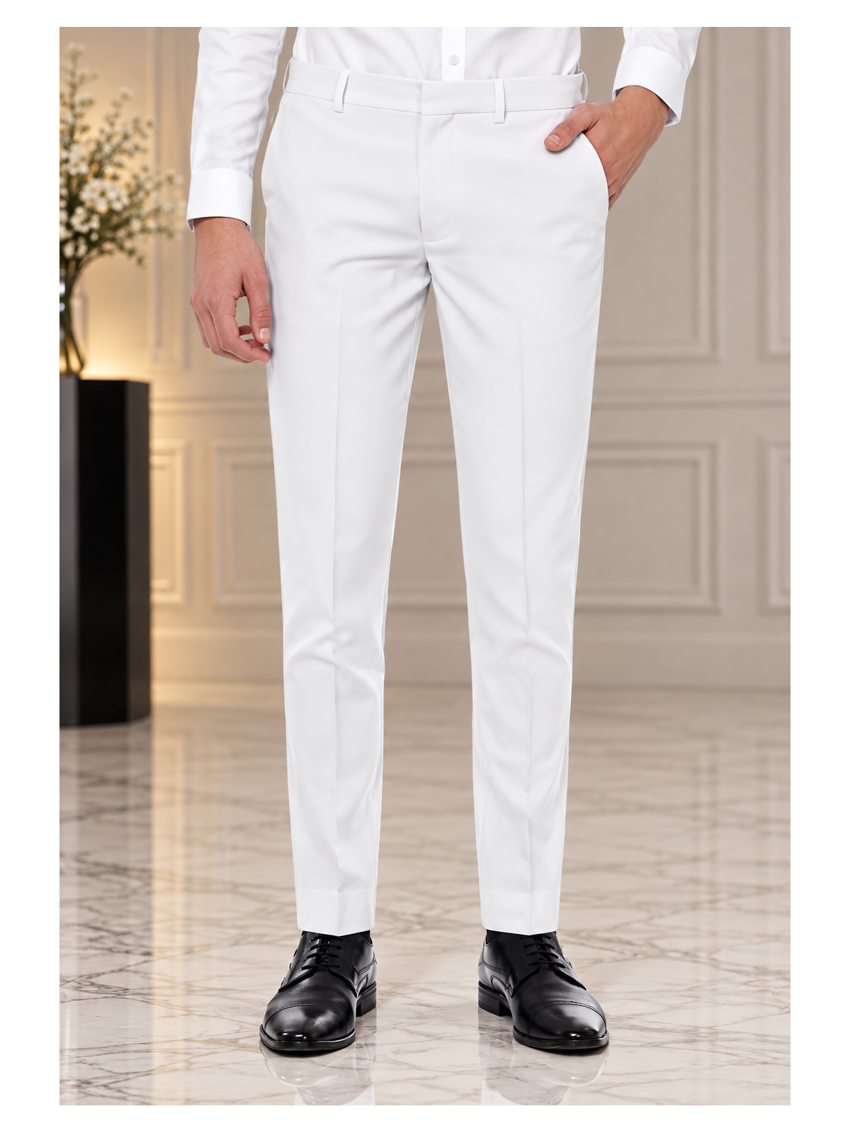 OPPOSUITS GARNITUR CHŁOPIĘCY BIAŁY GŁADKI WHITE KNIGHT 3-CZĘŚCIOWY MARYNARKA , SPODNIE I KRAWAT OSTB-0009