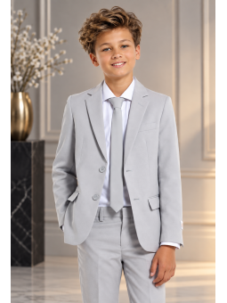 OPPOSUITS GARNITUR DLA CHŁOPCA SZARY GŁADKI  GROOVY GREY 3-CZĘŚCIOWY MARYNARKA , SPODNIE I KRAWAT OSB-0021