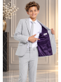 OPPOSUITS GARNITUR DLA CHŁOPCA SZARY GŁADKI  GROOVY GREY 3-CZĘŚCIOWY MARYNARKA , SPODNIE I KRAWAT OSB-0021