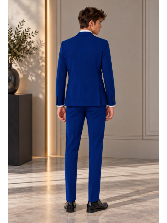 OPPOSUITS GARNITUR CHŁOPIĘCY NIEBIESKI GŁADKI NAVY ROYALE 3-CZĘŚCIOWY MARYNARKA , SPODNIE I KRAWAT OSTB-0007