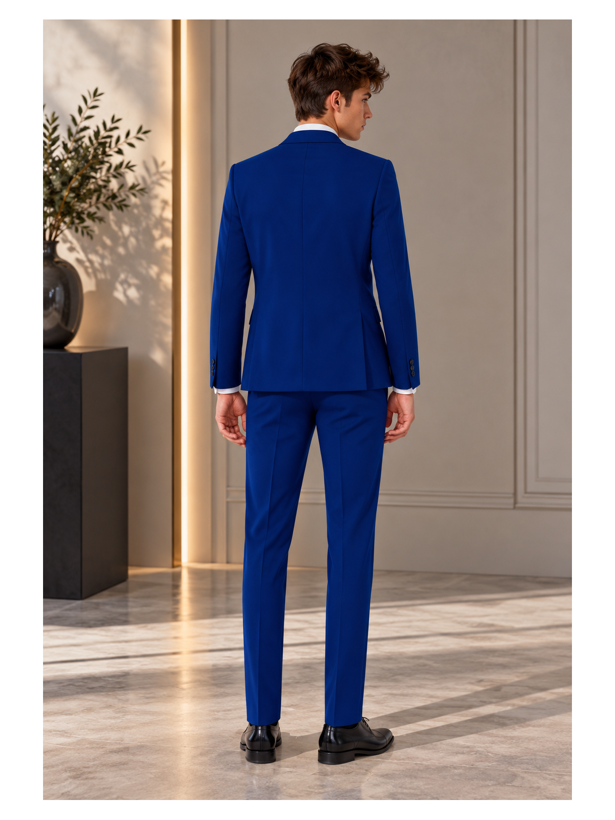 OPPOSUITS GARNITUR CHŁOPIĘCY NIEBIESKI GŁADKI NAVY ROYALE 3-CZĘŚCIOWY MARYNARKA , SPODNIE I KRAWAT OSTB-0007