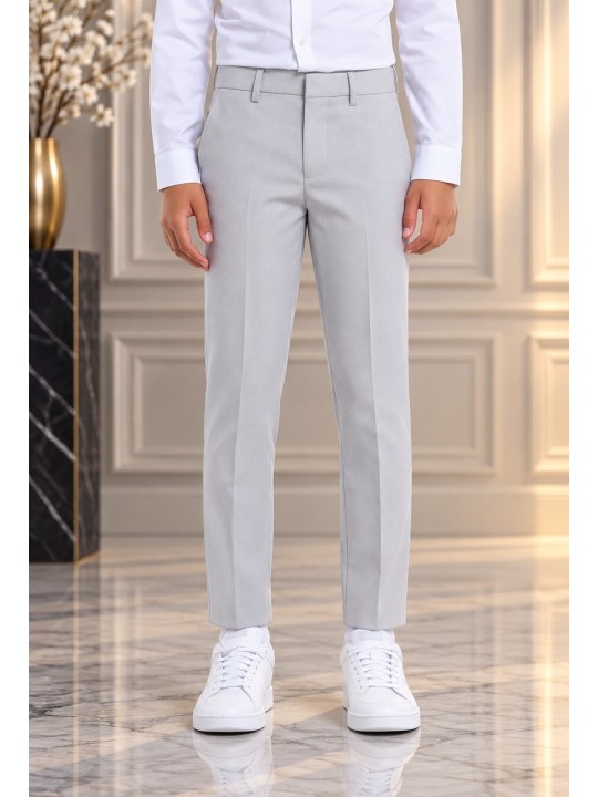 OPPOSUITS GARNITUR DLA CHŁOPCA SZARY GŁADKI  GROOVY GREY 3-CZĘŚCIOWY MARYNARKA , SPODNIE I KRAWAT OSB-0021