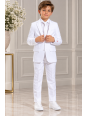 OPPOSUITS GARNITUR DLA CHŁOPCA BIAŁY GŁADKI WHITE KNIGHT 3-CZĘŚCIOWY MARYNARKA, SPODNIE I KRAWAT OSTB-0009