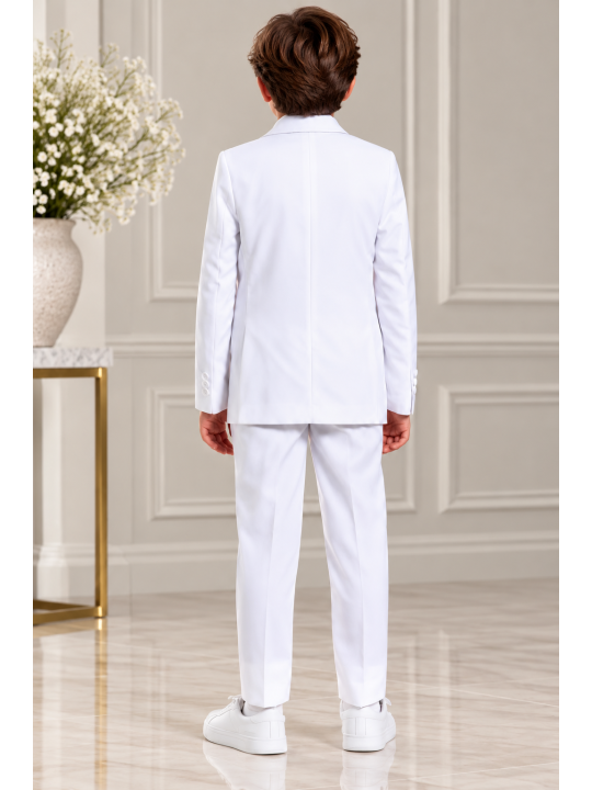 OPPOSUITS GARNITUR DLA CHŁOPCA BIAŁY GŁADKI WHITE KNIGHT 3-CZĘŚCIOWY MARYNARKA, SPODNIE I KRAWAT OSTB-0009