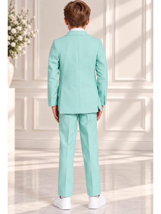 OPPOSUITS GARNITUR DLA CHŁOPCA KOLOR MIĘTOWY GŁADKI MAGIC MINT 3-CZĘŚCIOWY MARYNARKA, SPODNIE I KRAWAT OSBO-1019