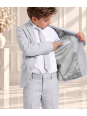 OPPOSUITS GARNITUR DLA CHŁOPCA  SZARY GŁADKI GROOVY GREY 3-CZĘŚCIOWY MARYNARKA , SPODNIE I KRAWAT OSBO-0021