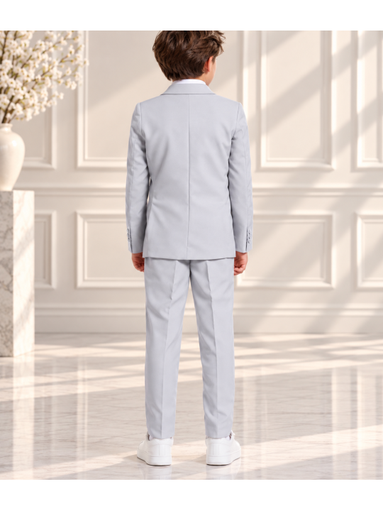 OPPOSUITS GARNITUR DLA CHŁOPCA  SZARY GŁADKI GROOVY GREY 3-CZĘŚCIOWY MARYNARKA , SPODNIE I KRAWAT OSBO-0021