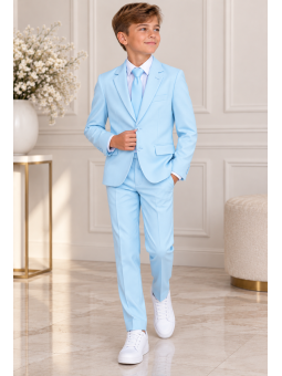 OPPOSUITS GARNITUR DLA CHŁOPCA BŁĘKITNY GŁADKI COOL BLUE 3-CZĘŚCIOWY MARYNARKA , SPODNIE I KARAWAT OSTB-1001