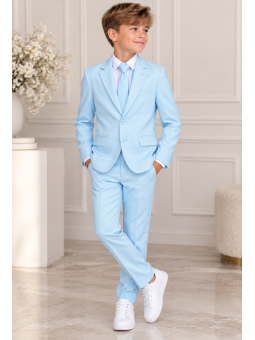 OPPOSUITS GARNITUR DLA CHŁOPCA BŁĘKITNY GŁADKI COOL BLUE 3-CZĘŚCIOWY MARYNARKA , SPODNIE I KARAWAT OSTB-1001